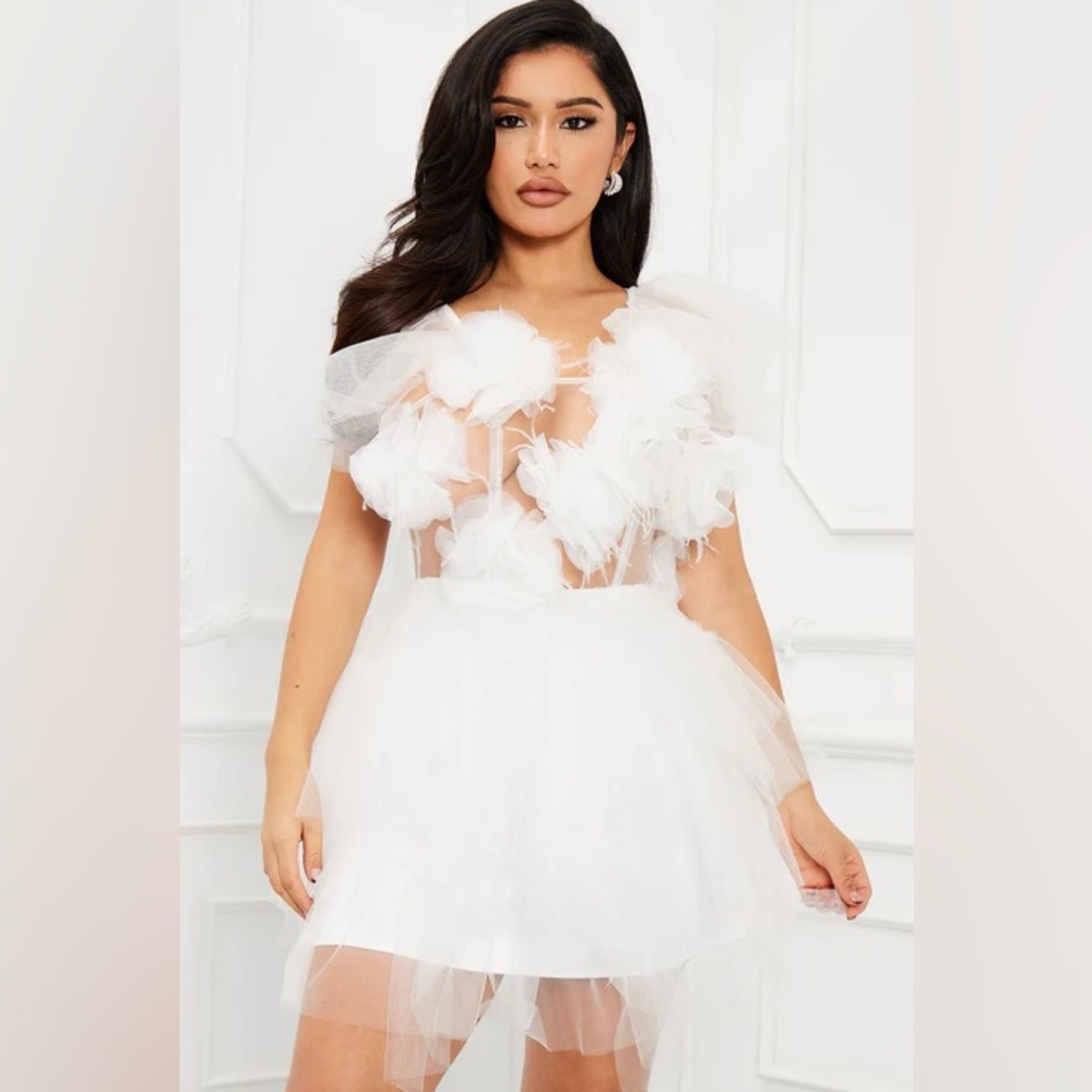 Ella Tulle Mini Elegant Floral Dress Fashion Nova XS